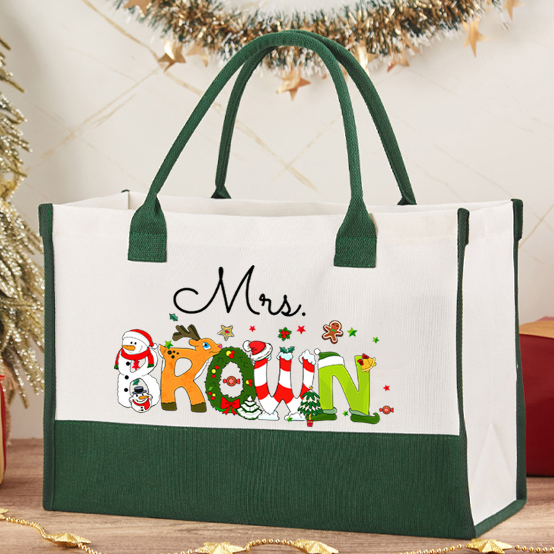 Personalized Christmas Style Cotton Tote Bag