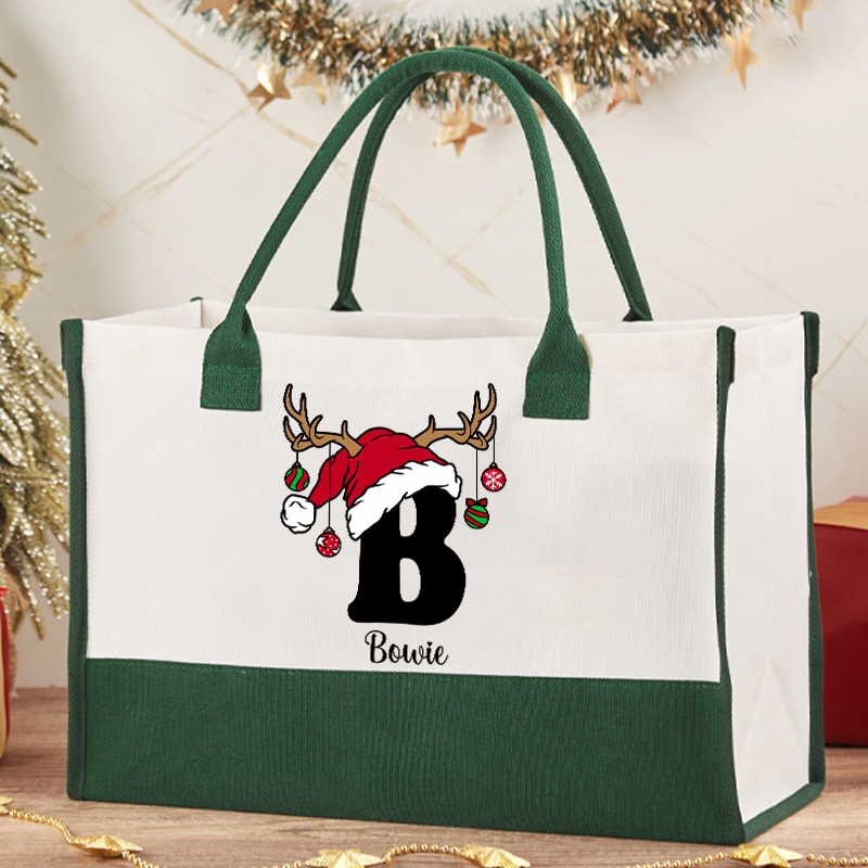 Personalized An Elk Santa Hat Teacher  Cotton Tote Bag