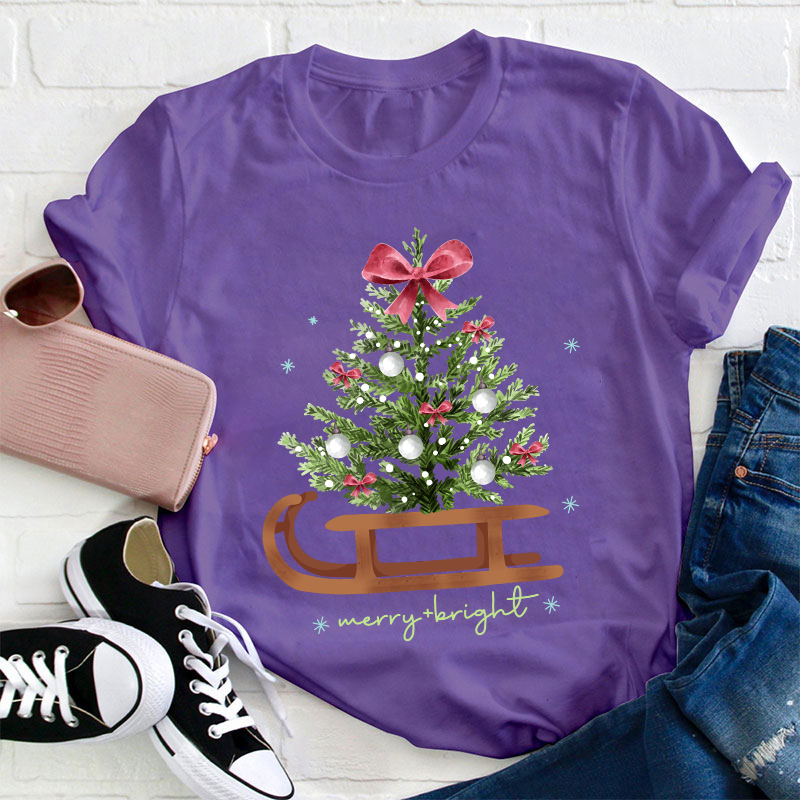 Merry And Bright Teacher T-Shirt