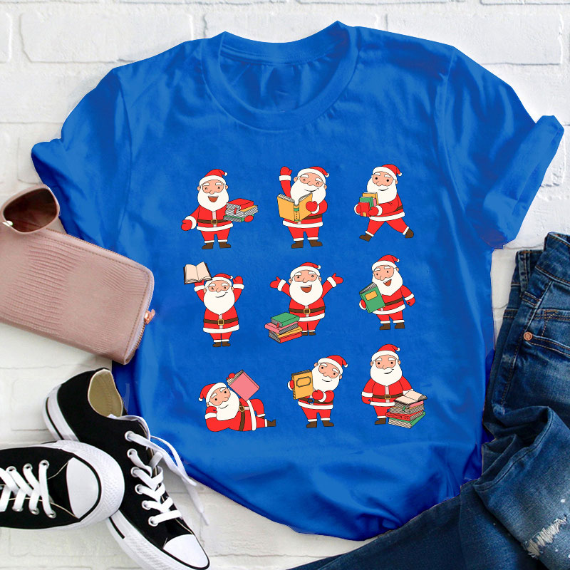 Reading Santa Claus Teacher T-Shirt
