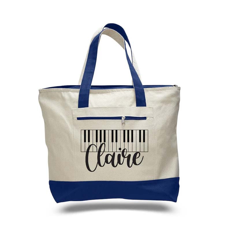 Personalized Piano Teacher Block Tote Bag