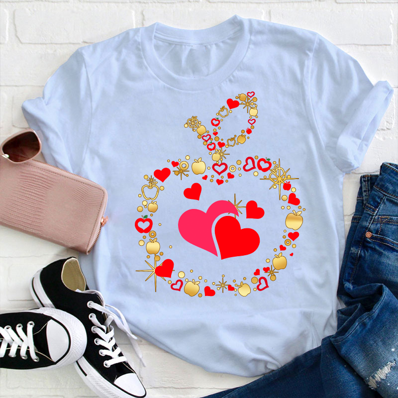 Apple Heart Teacher T-Shirt