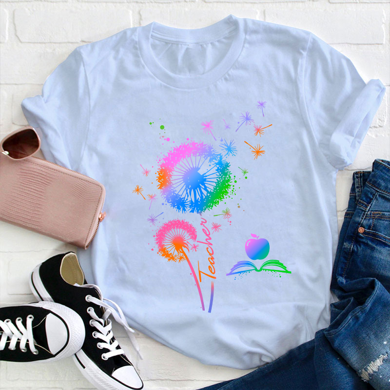 Colorful Dandelions Teacher T-Shirt