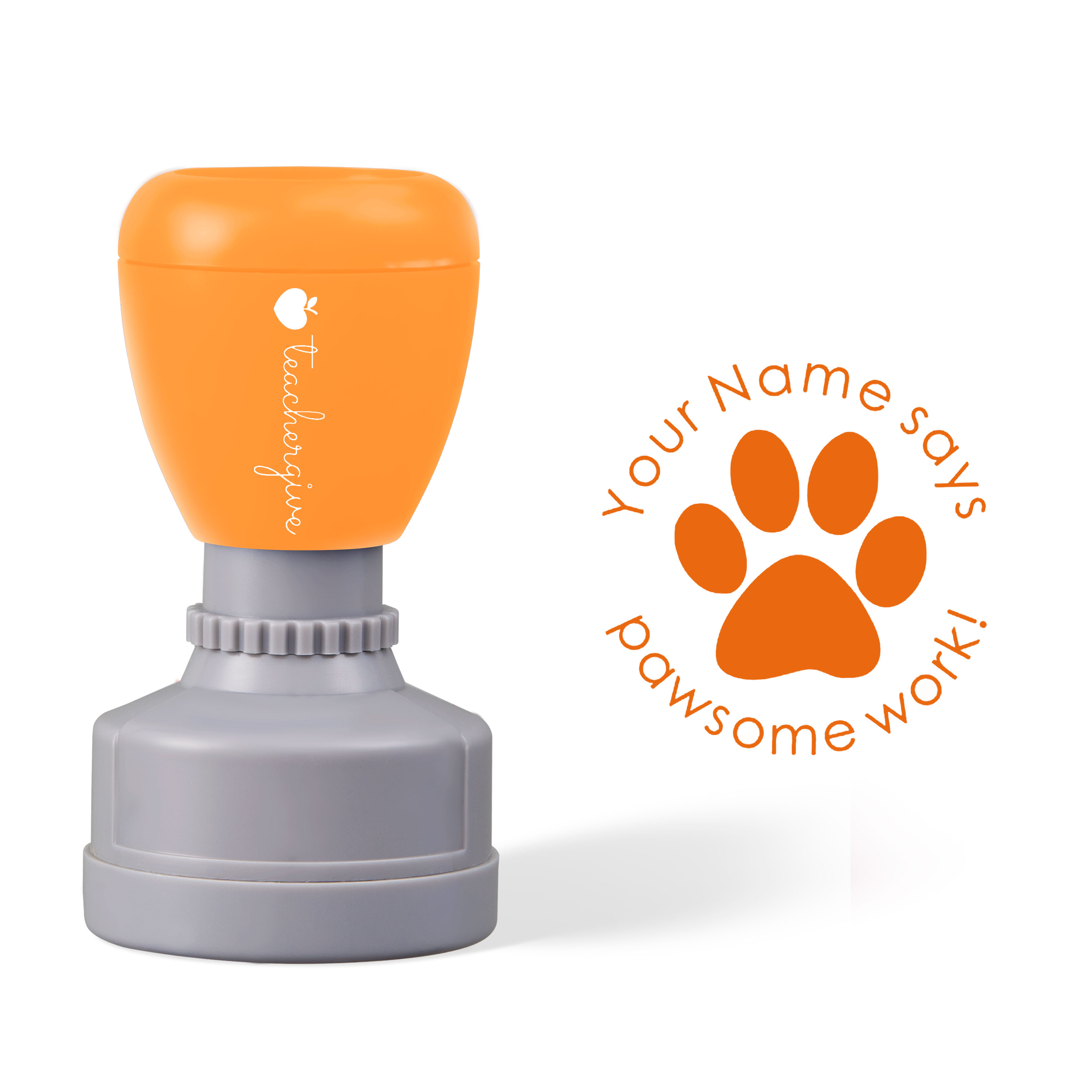 Personalized Pawsome Work Teacher Stamp