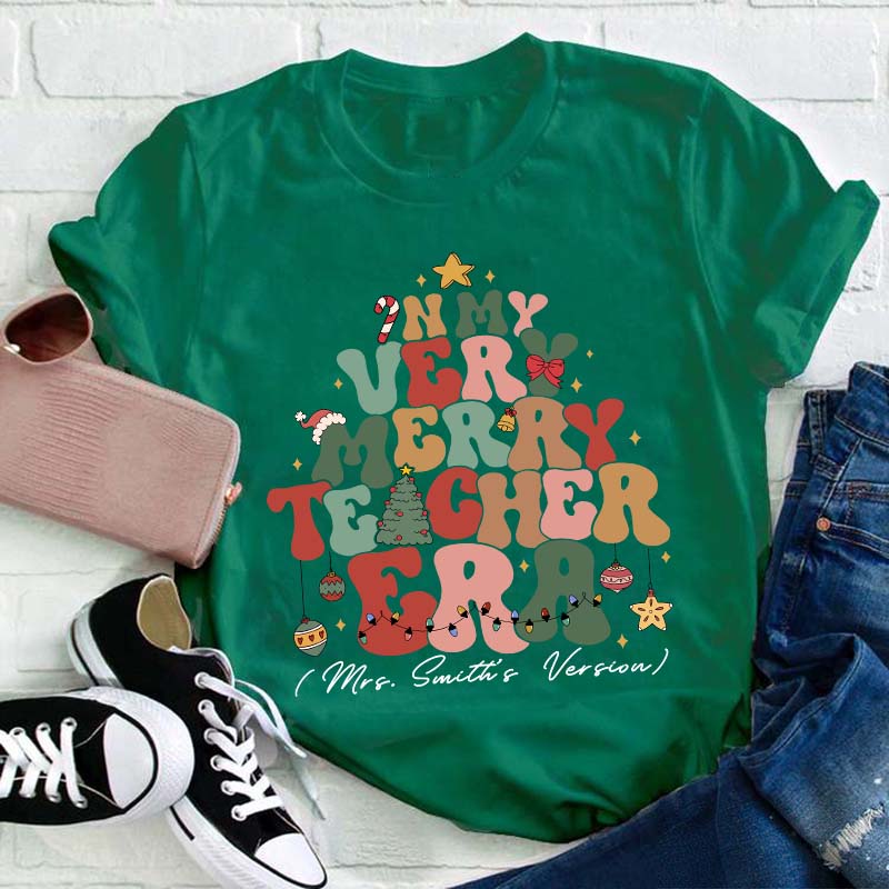 Personalized In My Very Merry Teacher's Era Teacher T-Shirt