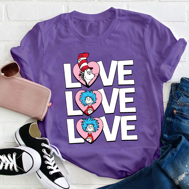 Valentine's Day With Cat And Things Teacher T-Shirt