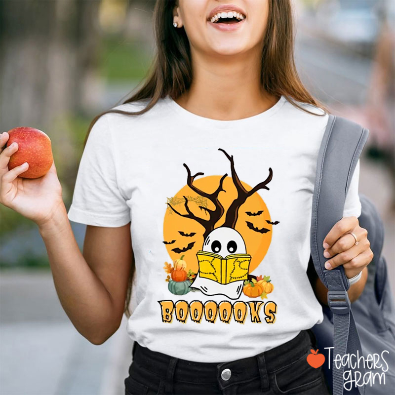 Ghost Read Boooooks Halloween Teacher T-Shirt