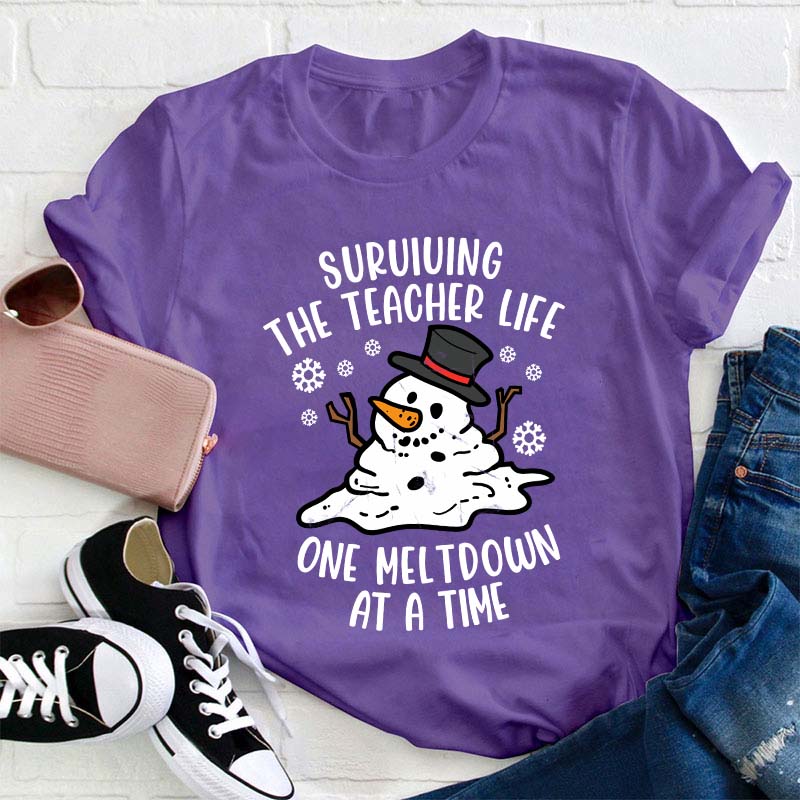 Personalized Surviving The Teacher Life One Meltdown At A Time Teacher T-Shirt