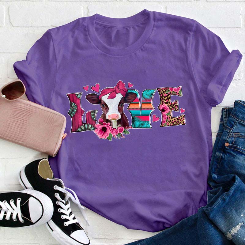 Cute Cow Love Valentines Teacher T-Shirt