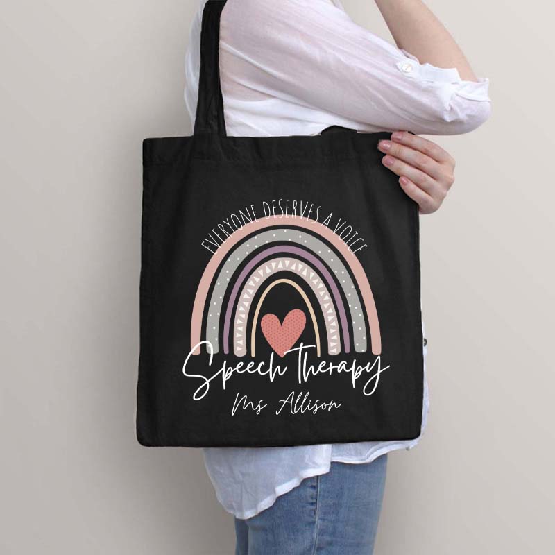 Personalized Teacher Name Everyone Deserves A Voice Teacher Tote Bag