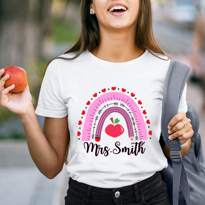 Personalized Name Valentines Teacher Day Teacher T-Shirt