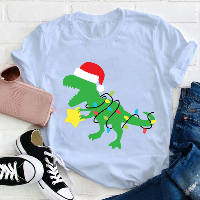 Little Dinosaurs Surrounded By Lanterns Teacher T-Shirt