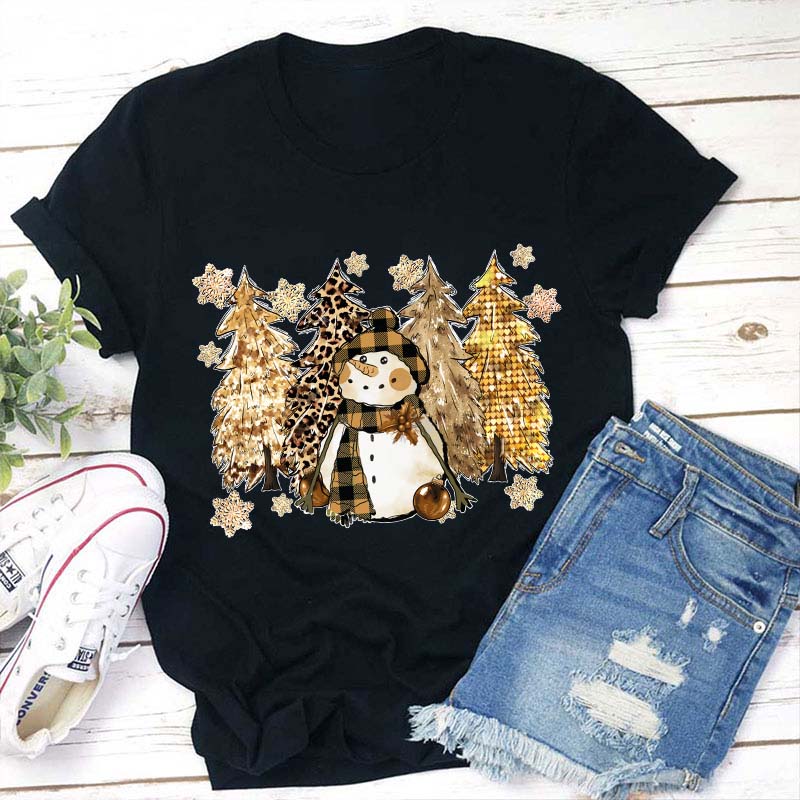 Christmas Cute Snowman Teacher T-Shirt