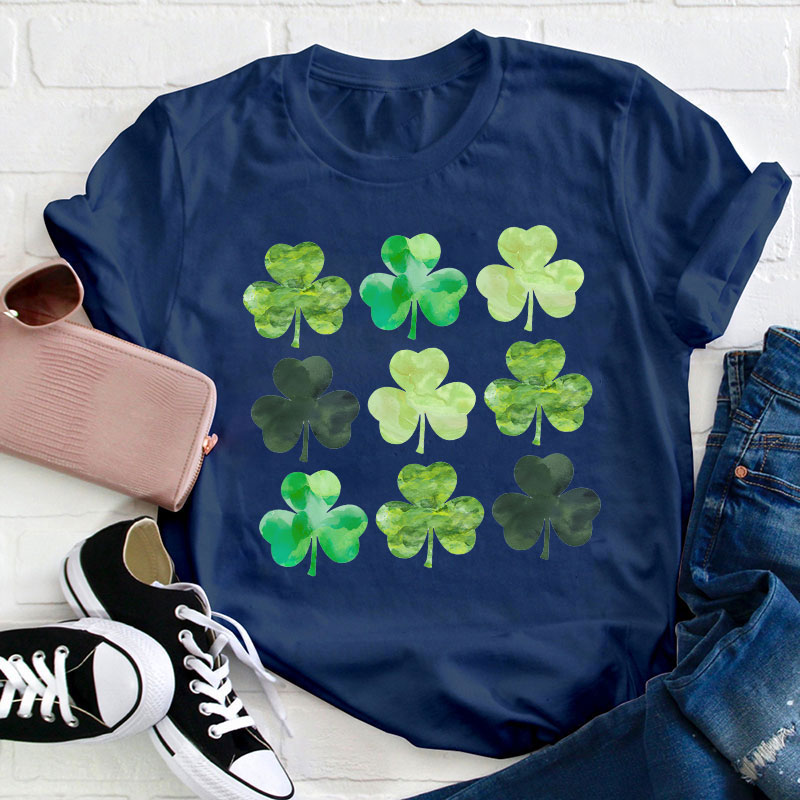 Watercolor Clover Teacher T-Shirt