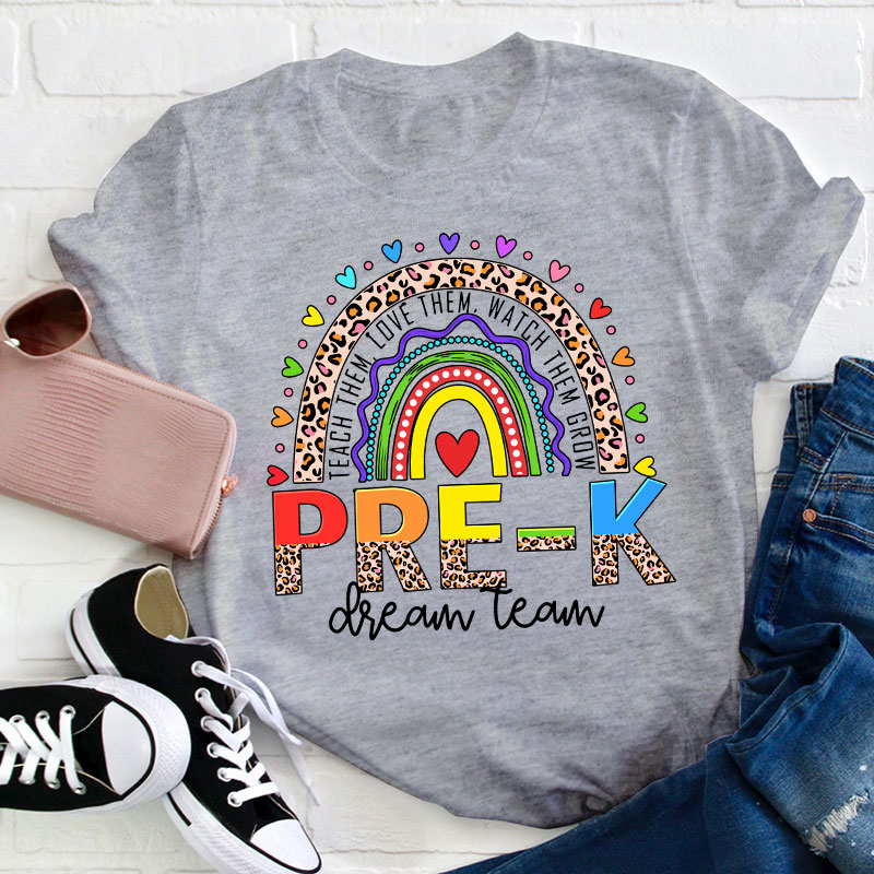 Personalized Grade Leopard Rainbow Teacher T-Shirt