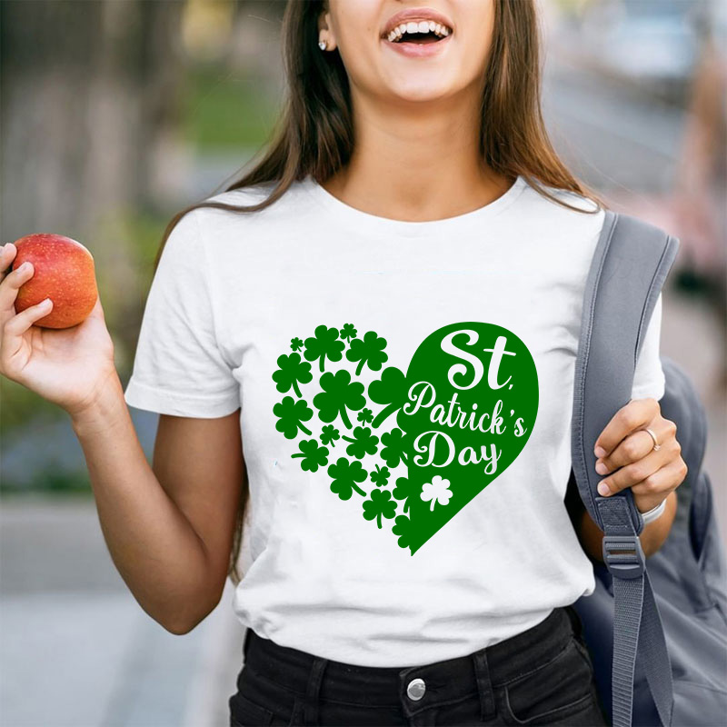 Shamrock With Heart Teacher T-Shirt
