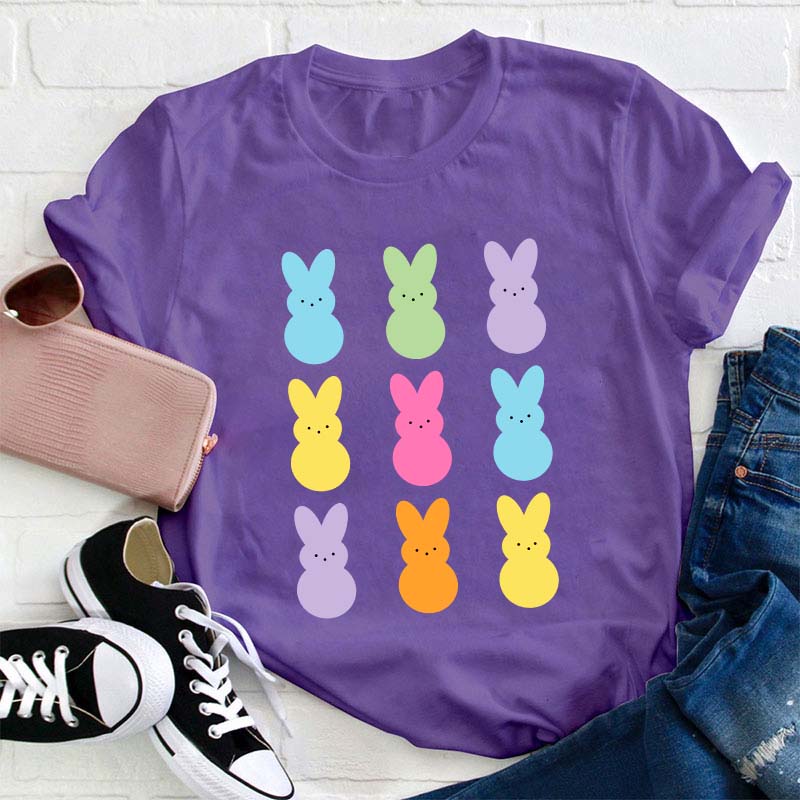 Colorful Easter Peeps Teacher T-Shirt