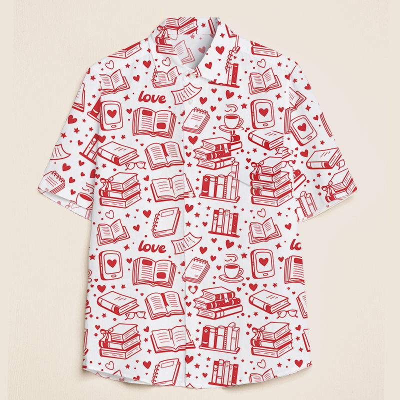 Book Lover Valentine's Day Teacher Short Sleeve Shirt