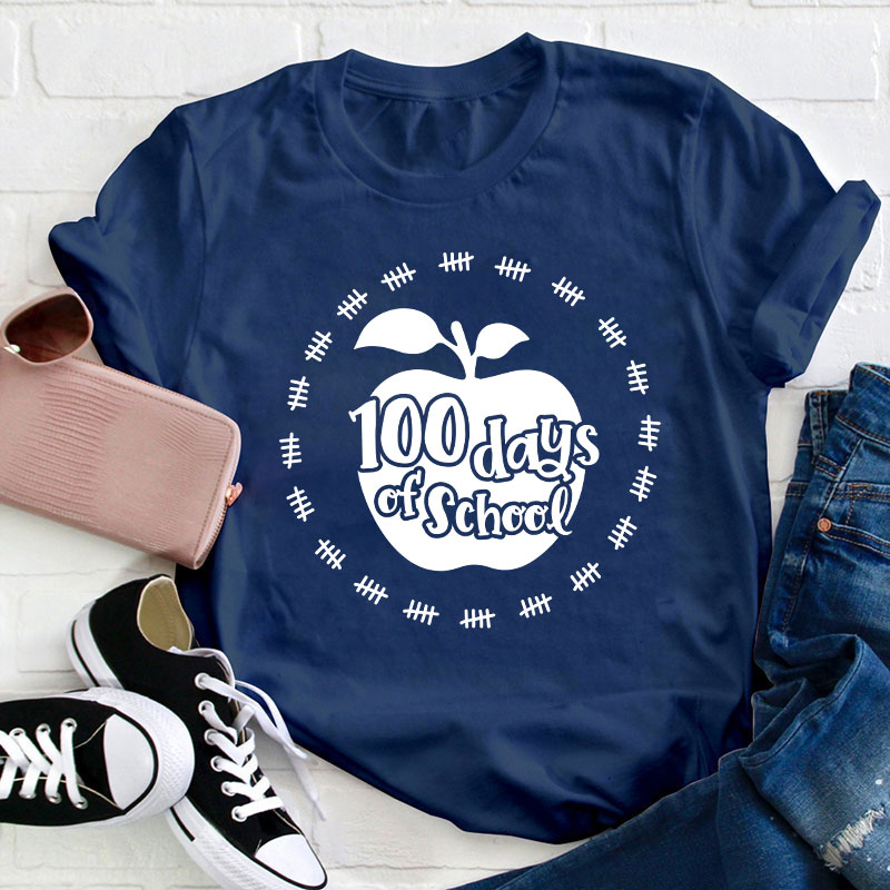 100 Days Of School Apple Teacher T-Shirt