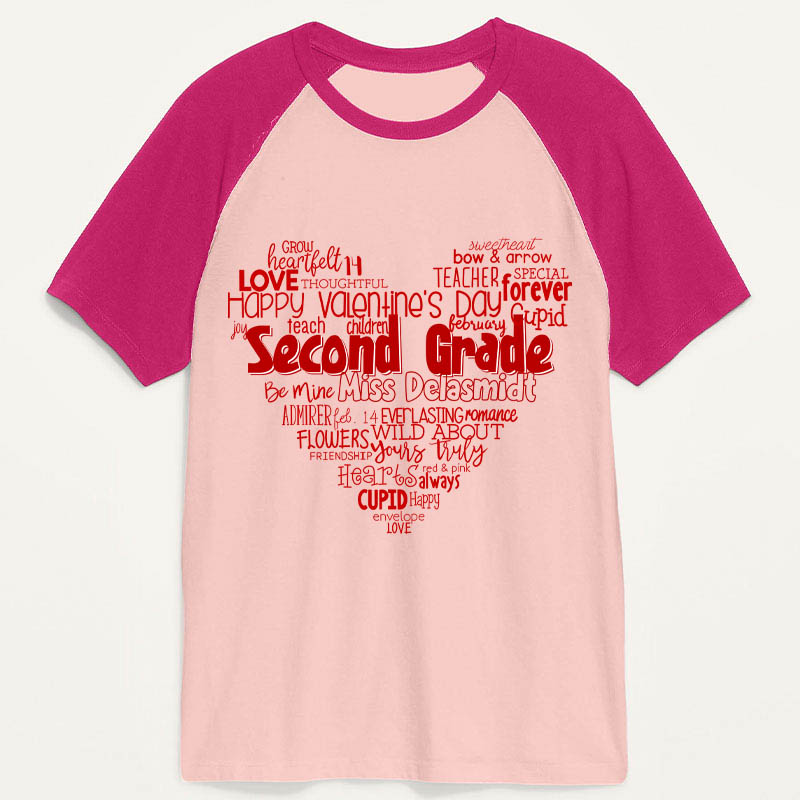 Personalized Teacher's Valentine's Day Teacher Raglan T-Shirt
