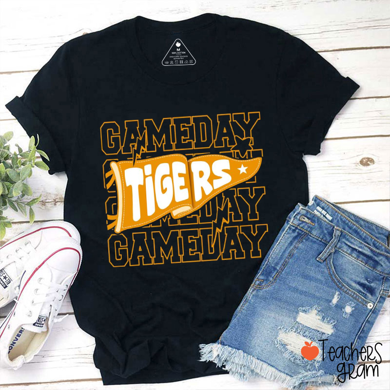 Personalized Mascot Pennants Flag Game Day Teacher T-Shirt