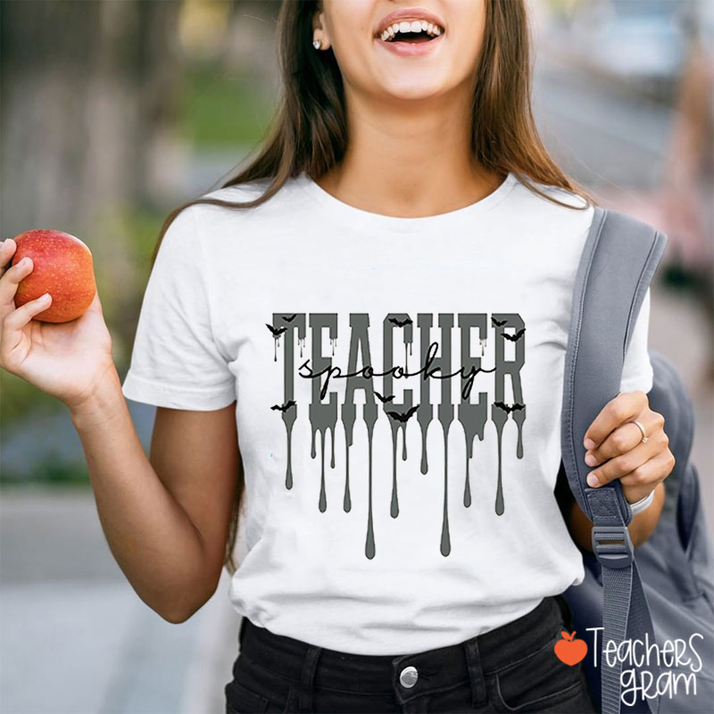 Spooky Teacher Drip Teacher T-Shirt
