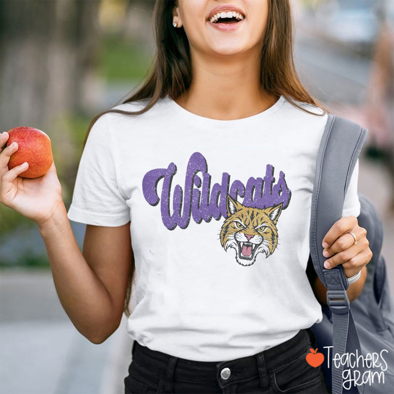 Personalized Mascot Name And Color Retro Script Mascot Teacher T-Shirt