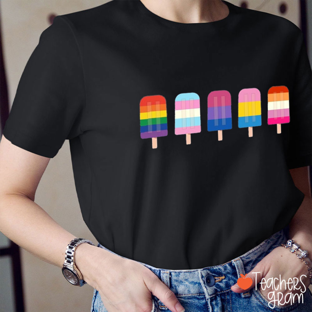Rainbow Popsicles Teacher T-Shirt