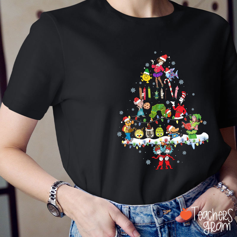 Children's Book Christmas Tree Teacher T-Shirt