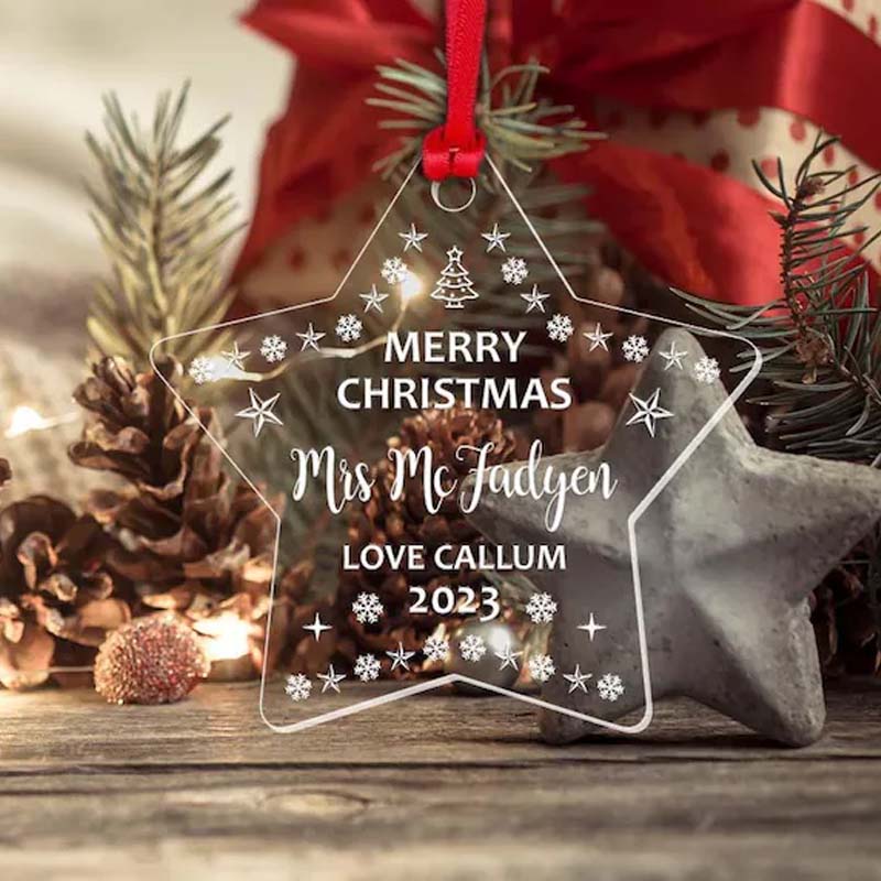 Personalized Star Teacher Acrylic Christmas Ornament