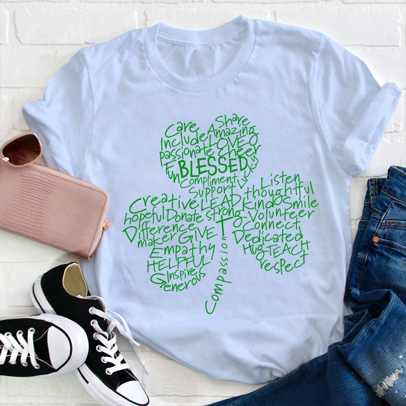 St Patricks Blessed Compassion Shamrock Teacher T-Shirt