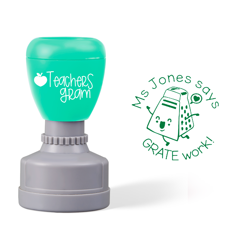 Personalized Says Grate Work Teacher Stamp