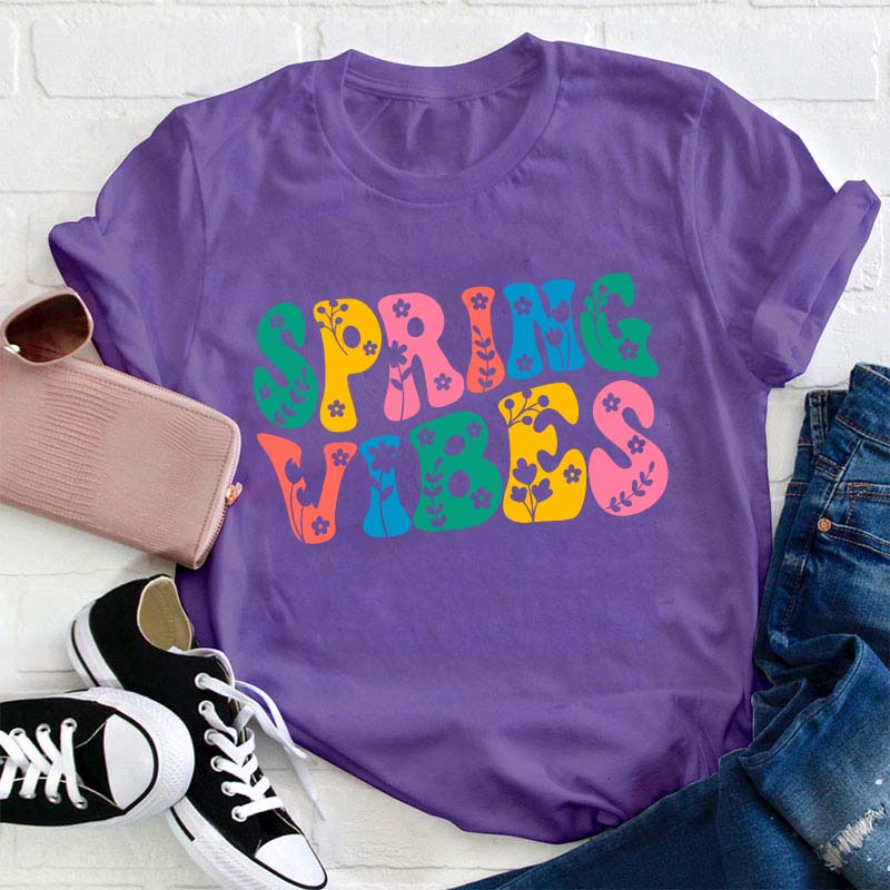 Spring Vibes Teacher T-Shirt