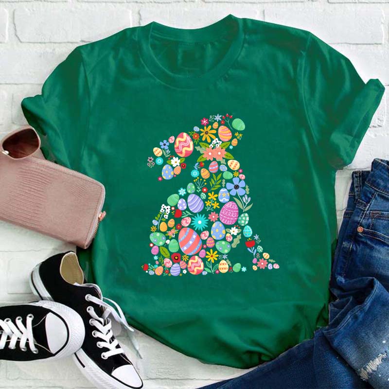 Floral Bunny Teacher T-Shirt