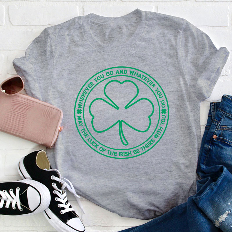 Vintage Shamrock Clover Teacher T-Shirt
