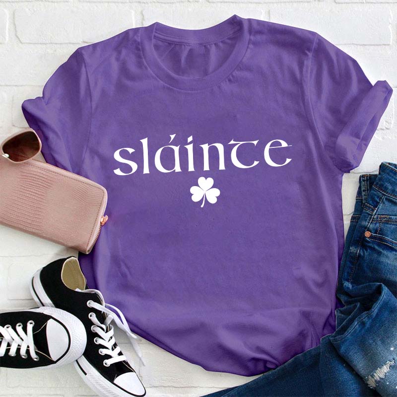 Cute Slainte Lucky Clovers Teacher T-Shirt