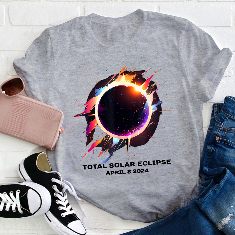 April 8 2024 Total Solar Eclipse Teacher T-Shirt