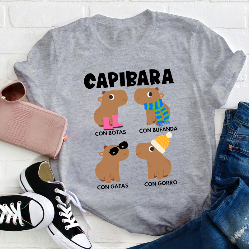 Funny Capybara Spanish Teacher T-Shirt