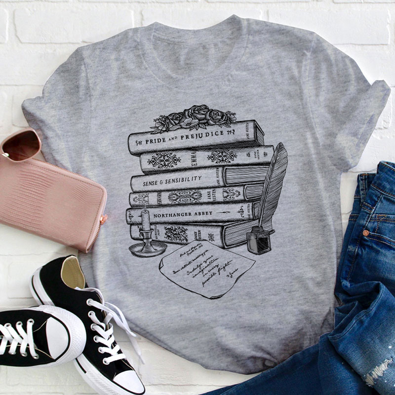 Jane Austen Book Collection Teacher T-Shirt