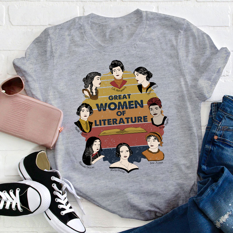 Retro Style Great Women Of Literature Teacher T-Shirt