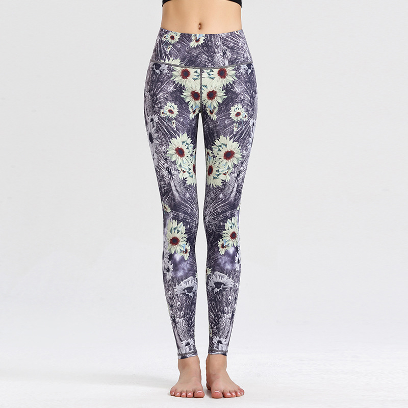 Daisy Flower Print Patchwork Yoga Pants