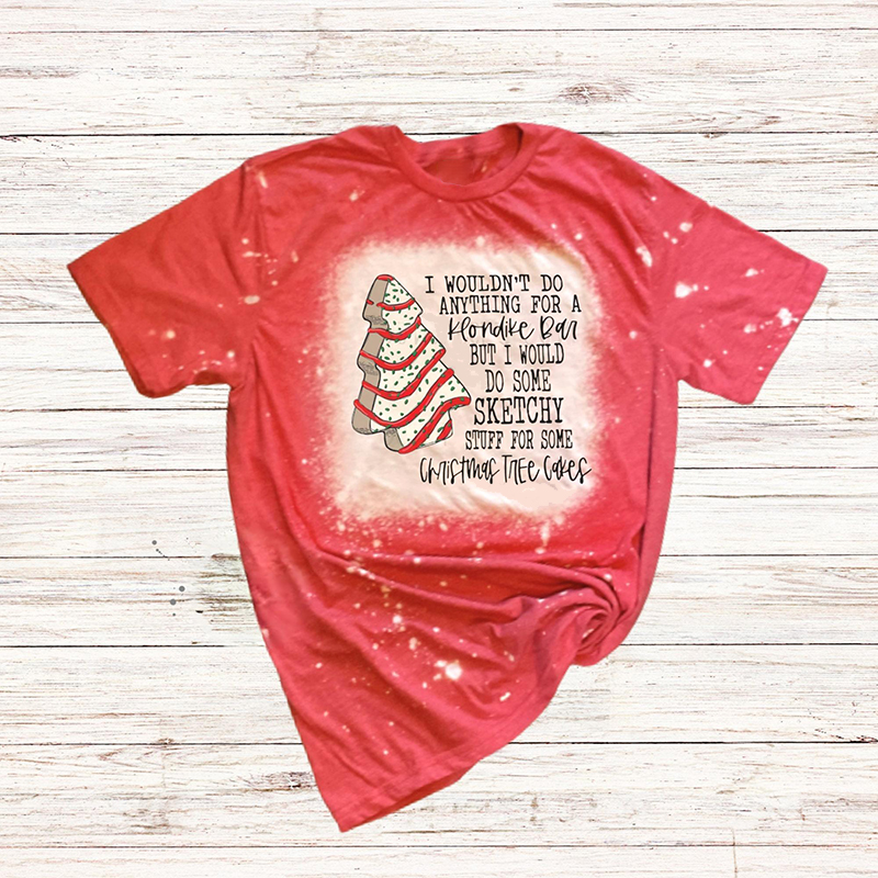 Funny Christmas Tree Cake Teacher Printed Super Soft T-Shirt