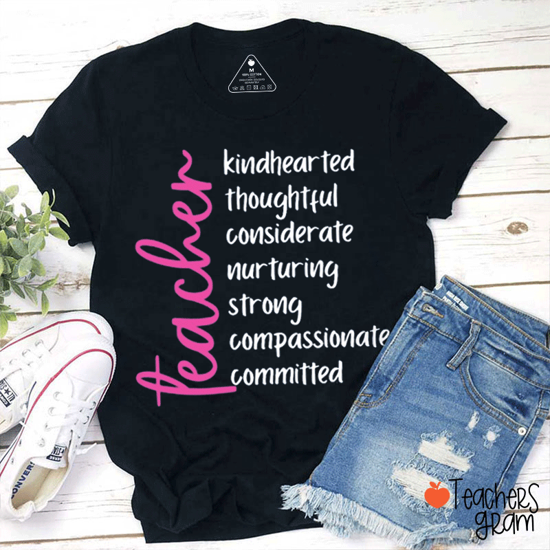 Personalized Kind Heart Thoughtful Teacher T-Shirt