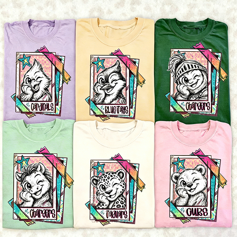 Personalized Mascot School Spirit Hand-Drawn Teacher T-Shirt