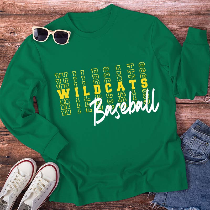 Personalized Mascot Text Stacking Teacher Long Sleeve T-Shirt