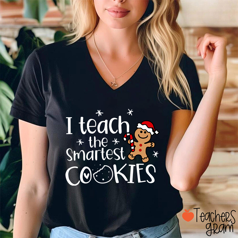 Christmas I Teach The Smartest Cookies Female V-Neck T-Shirt