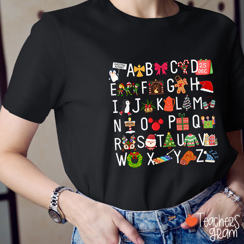 Christmas Icons Alphabet Teacher T-Shirt