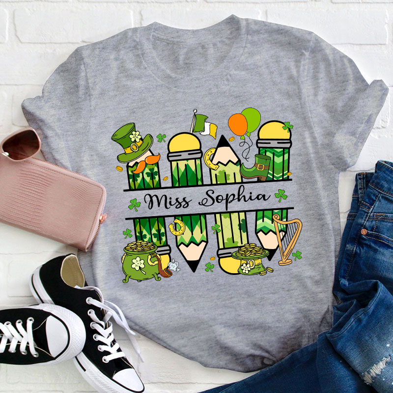 Personalized St Patricks Name Teacher T-Shirt