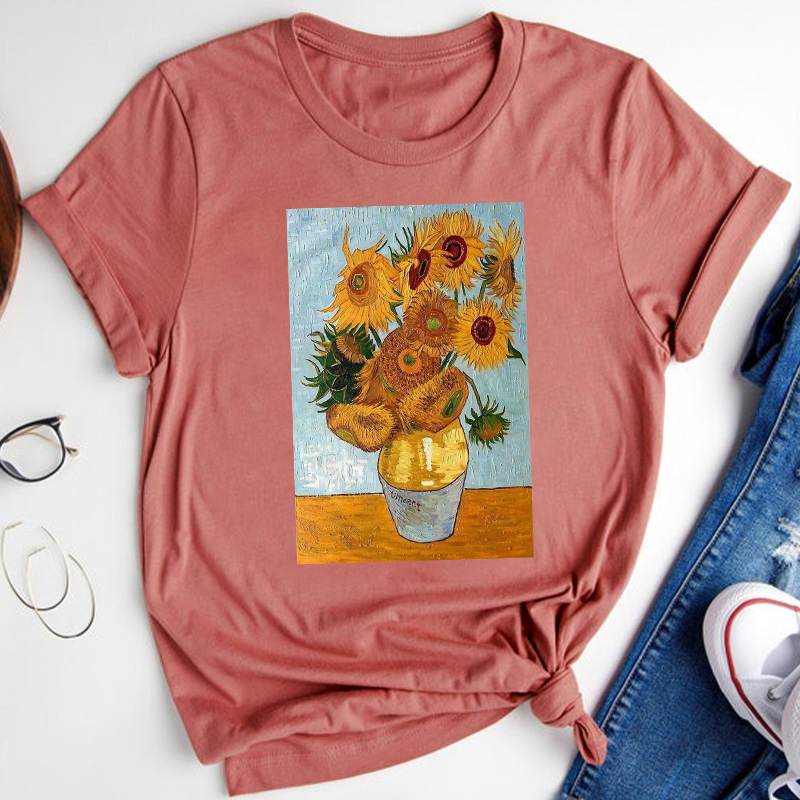 Vintage Art Sunflower Teacher T-Shirt
