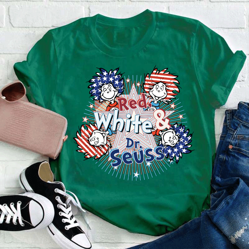Red White And Things Teacher T-Shirt